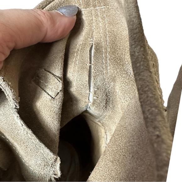 JIMMY CHOO SANDY BEIGE SUEDE BUCKL;ED DETAIL BIKER ANKLE SLOUCHY BOOTS (SZ 41) - Picture 13 of 15